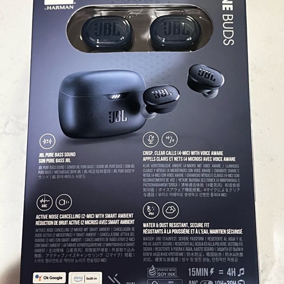 JBL Pure Bass Zero Noise Tune Buds, Navy Blue NWT - Picture 2 of 2